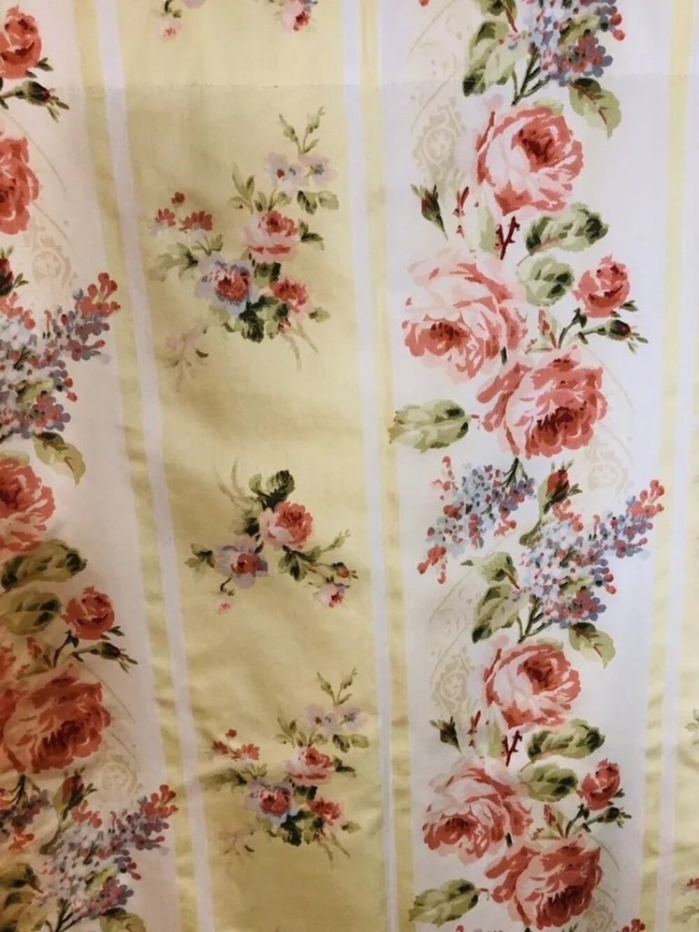 Croscill Home Floral Curtain Panels Yellow Pink Blue Rose Design 86"x40"ea Set 2